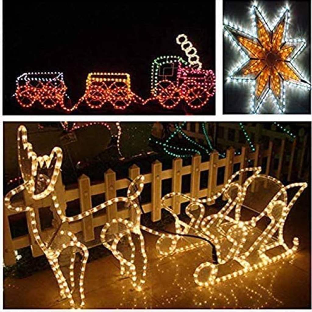 glowing 720 LED rope lights at dusk, showcasing warm white and color modes