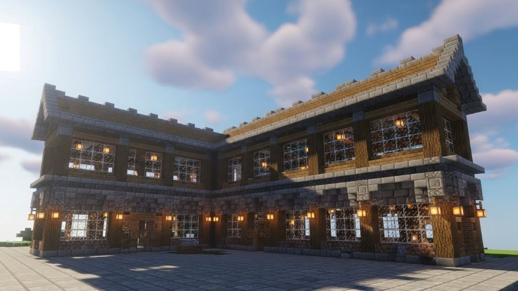 Minecraft building rendered in Chunky showing smooth shadows and realistic lighting without noise or grain artifacts