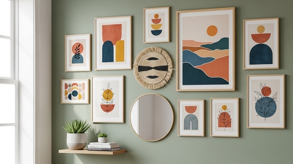 Gallery wall layout idea for blank wall decor